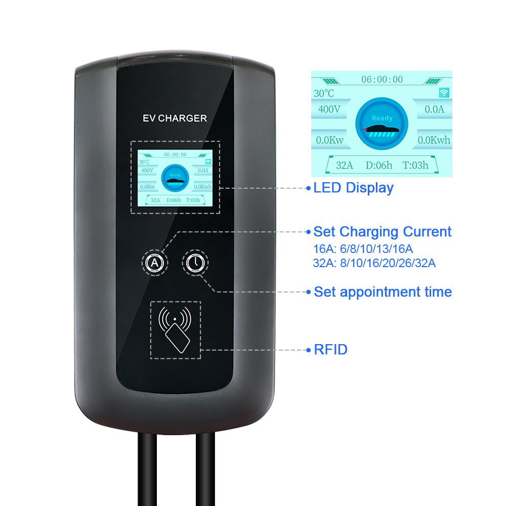 Kolanky 32A 7,2/22KW EV estaci - Ev Charger Wallbox reseña y precio